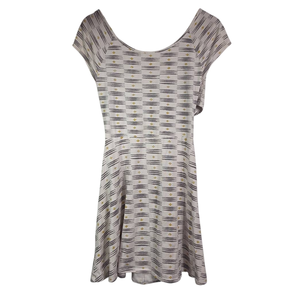 SO Cream and Black Striped Mini Dress with Yellow Accent Size Xl
